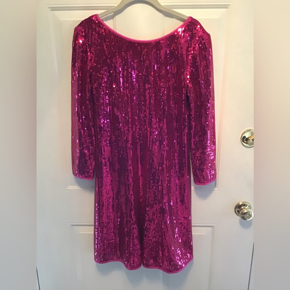 NWT tadashi Shoji pink sequin dress with low back XL